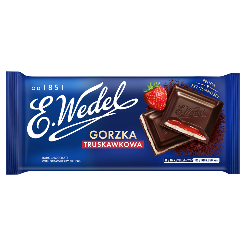 Czekolada gorzka z nadzieniem truskawkowym