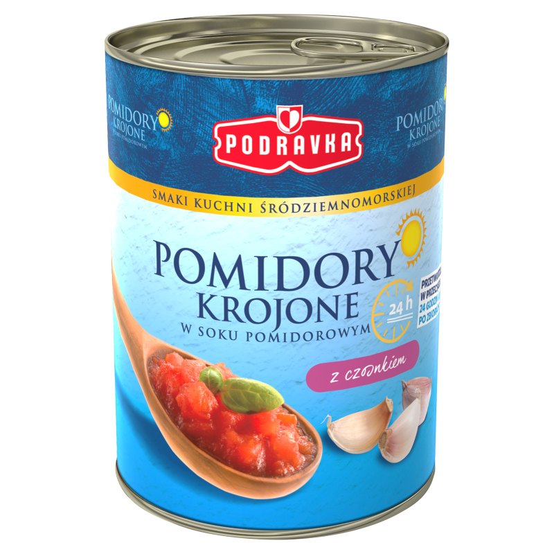 Pomidory krojone w soku pomidorowym z czosnkiem