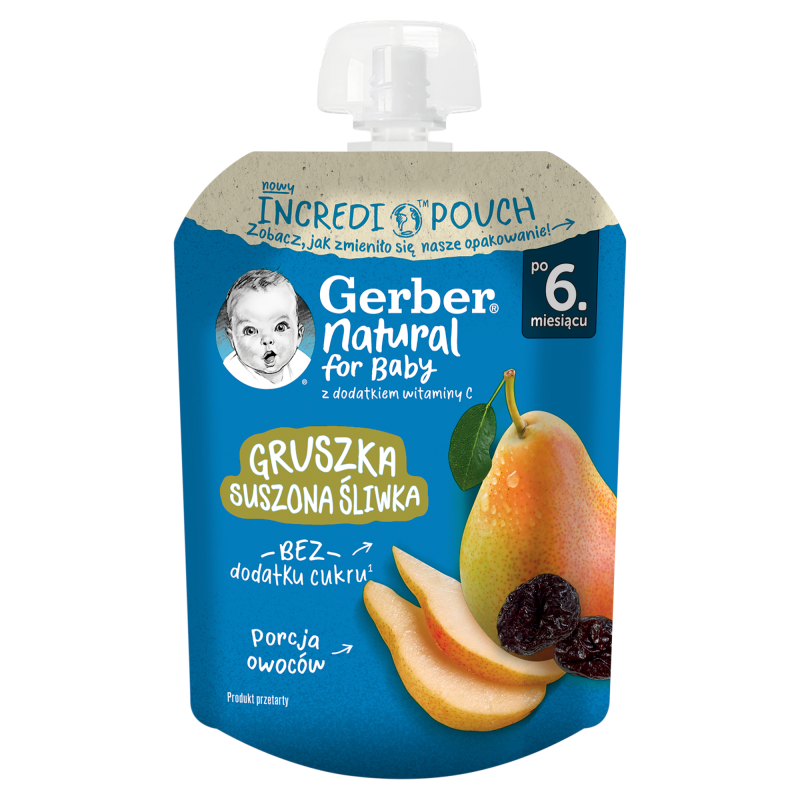Deserek w tubce gruszka suszona śliwka dla niemowląt po 6 miesiącu