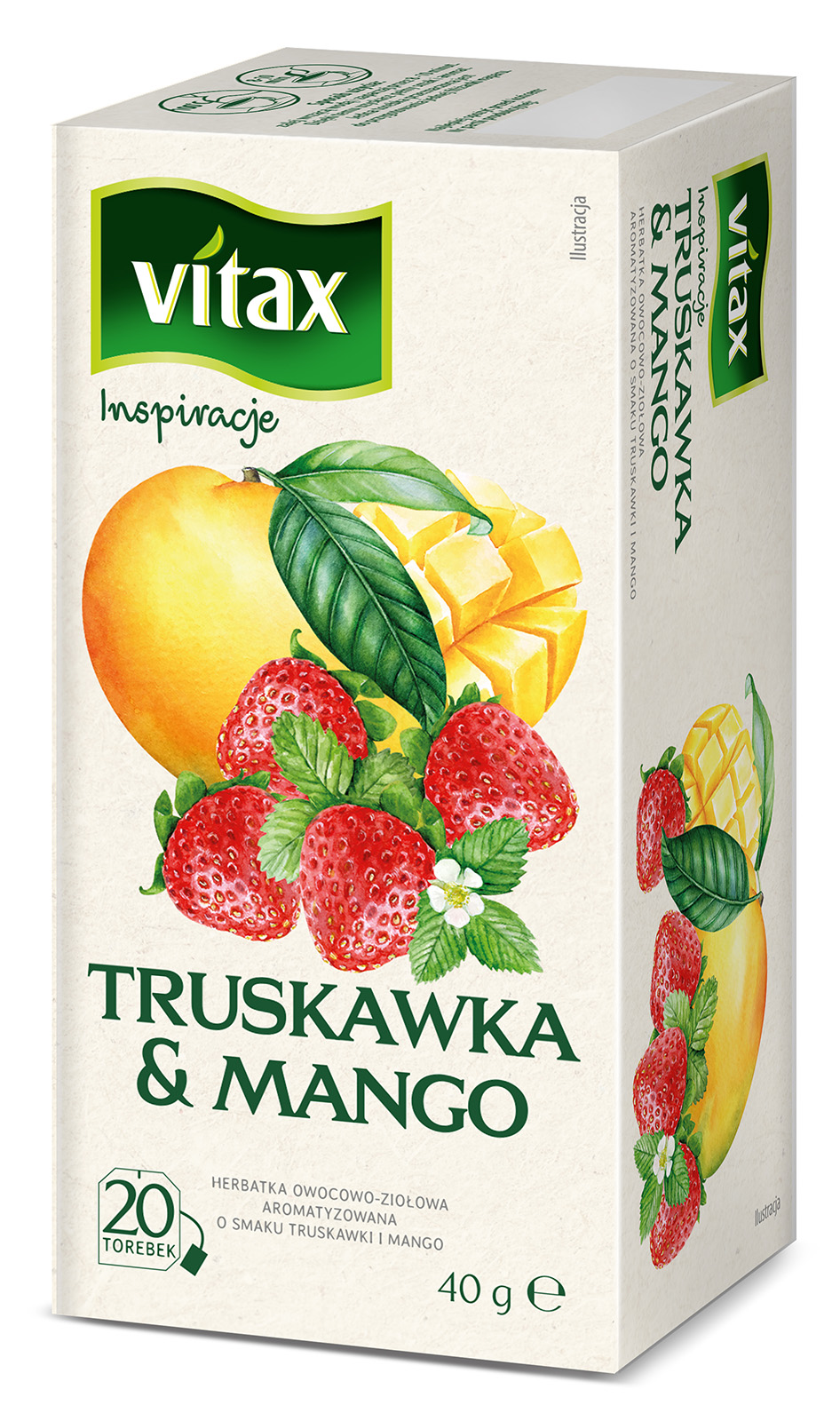 Herbata owocowo-ziołowa o smaku truskawki i mango 20 torebek ex.