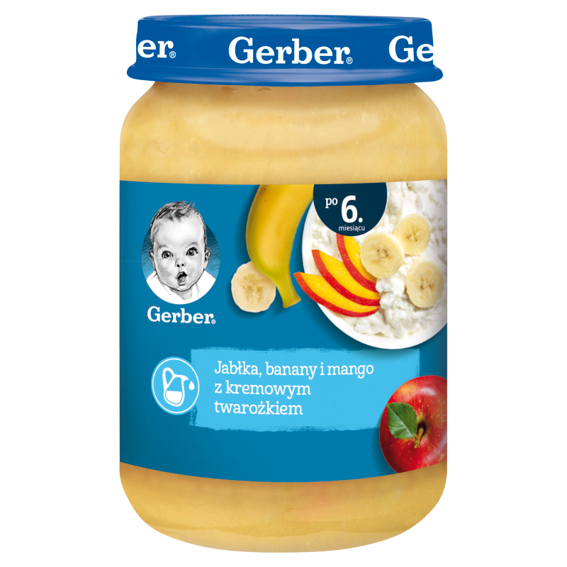 Deserek Jabłka banany i mango z delikatnym twarożkiem dla niemowląt po 6 miesiącu 190g