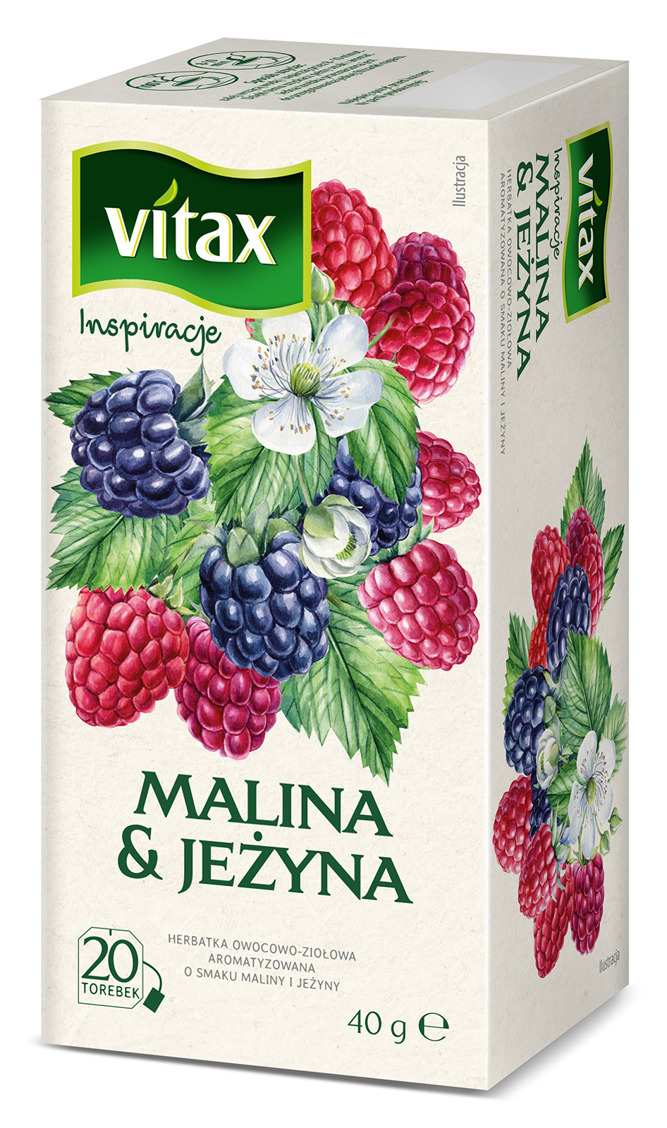 Herbata owocowo-ziołowa o smaku maliny i jeżyny 20 torebek ex.