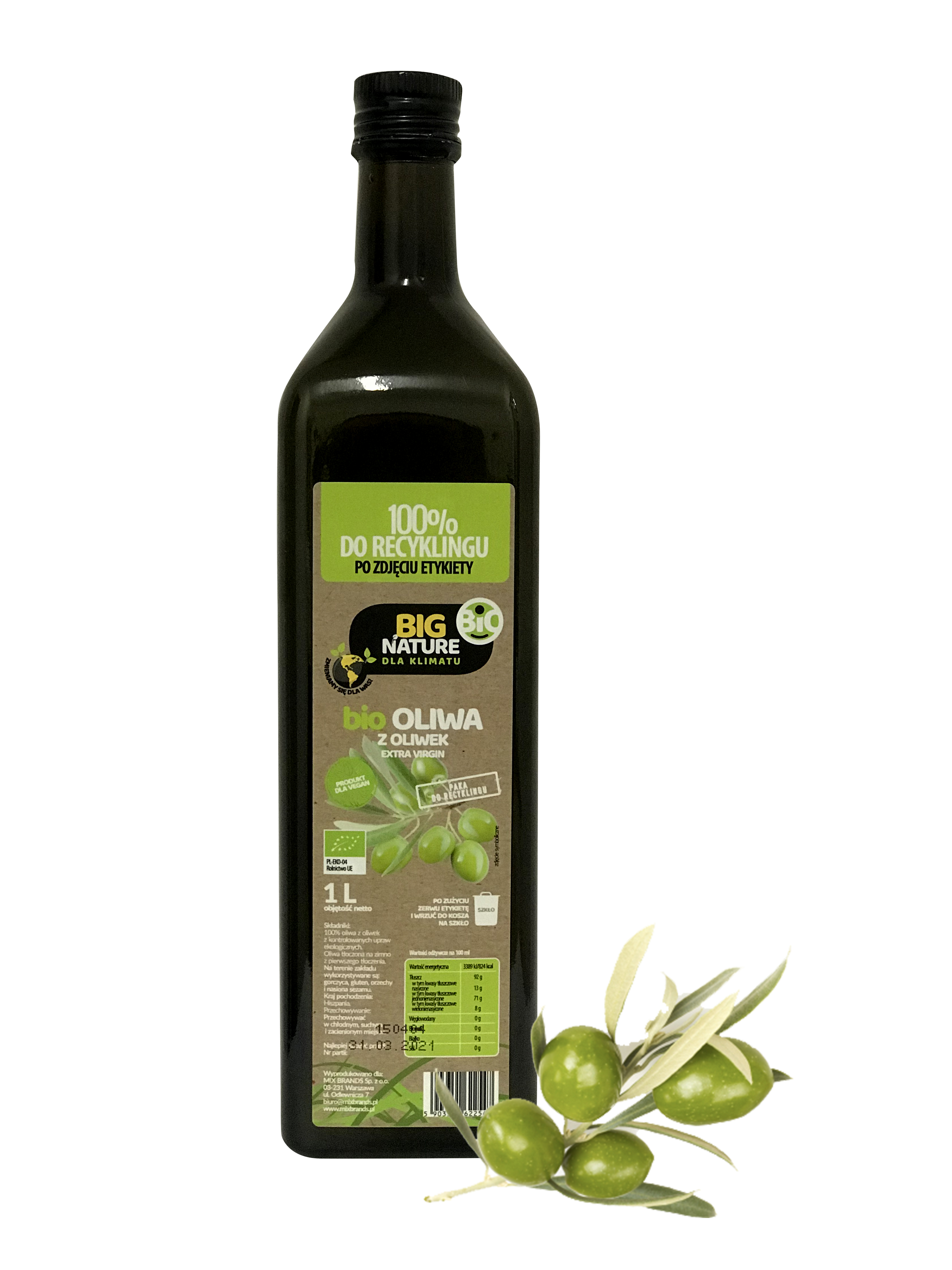 Oliwa z oliwek extra virgin (tłoczona na zimno) BIO