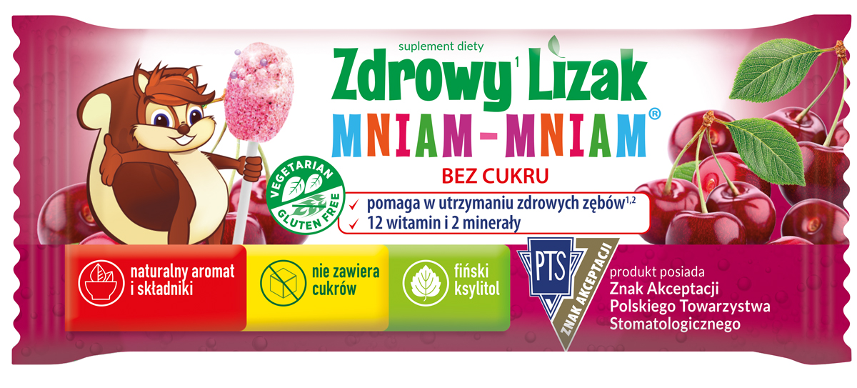 Lizak musujący o smaku wiśni z witaminami - suplement diety