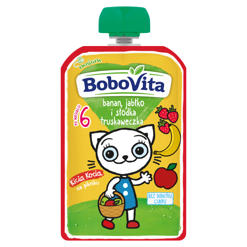 Mus jabłko z bananem i truskawką po 6 miesiącu (tubka)