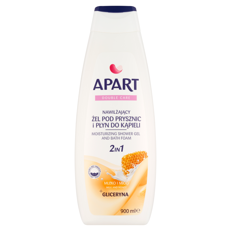 Double Care żel pod prysznic i płyn do kąpieli 2w1 900ml Mleko i miód