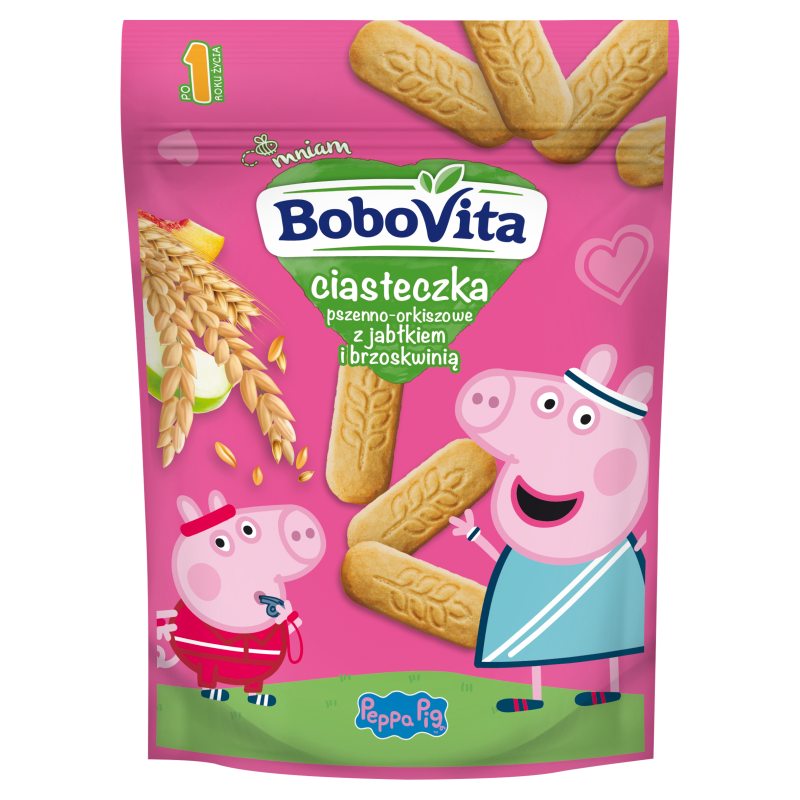 Ciasteczka pszenno-orkiszowe z jabłkiem i brzoskwinią po 1 roku życia Świnka Peppa