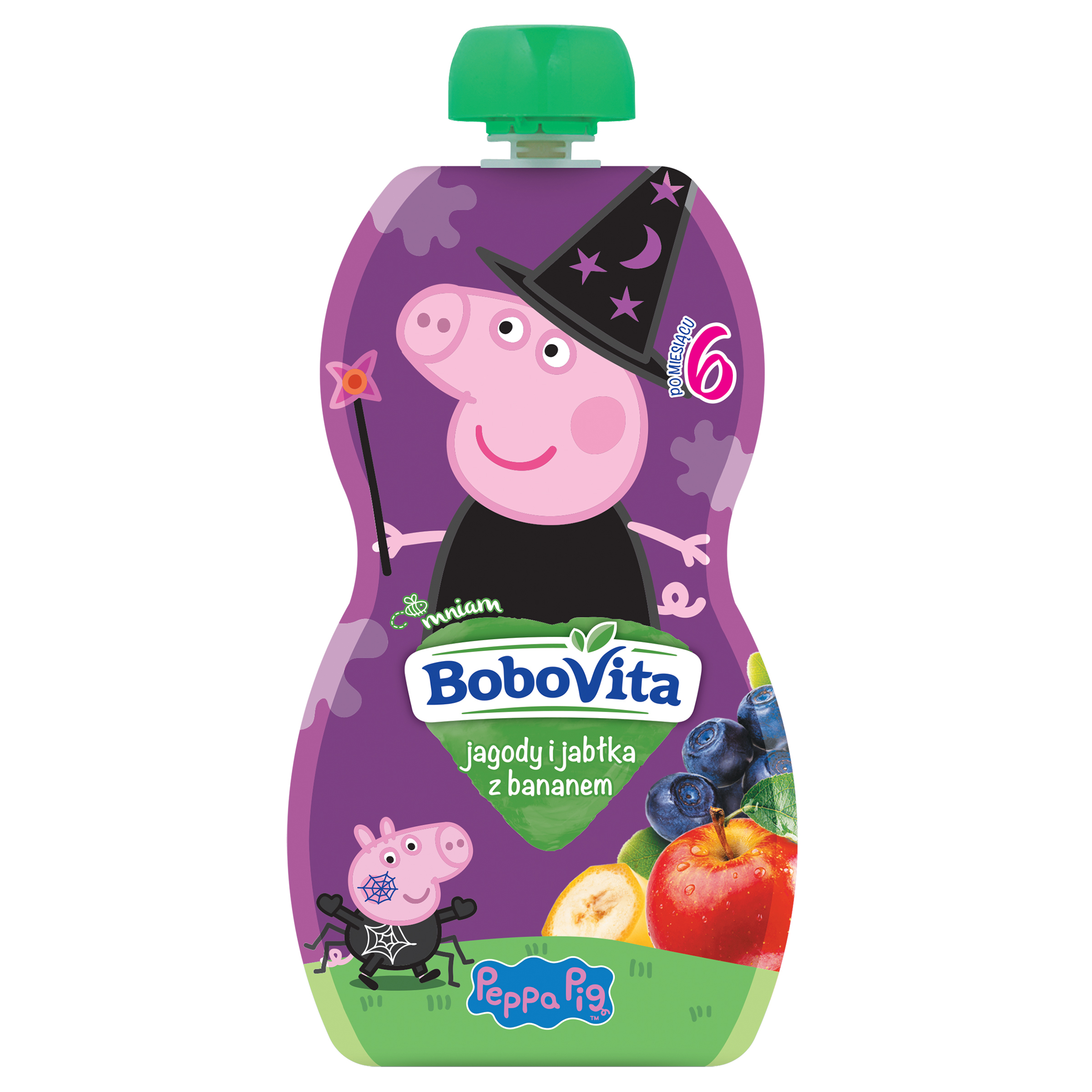 Mus jagody, jabłka, banany po 6 miesiącu Świnka Peppa