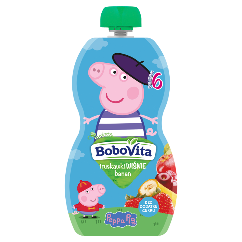 Mus truskawki, wiśnie, banany po 6 miesiącu Świnka Peppa