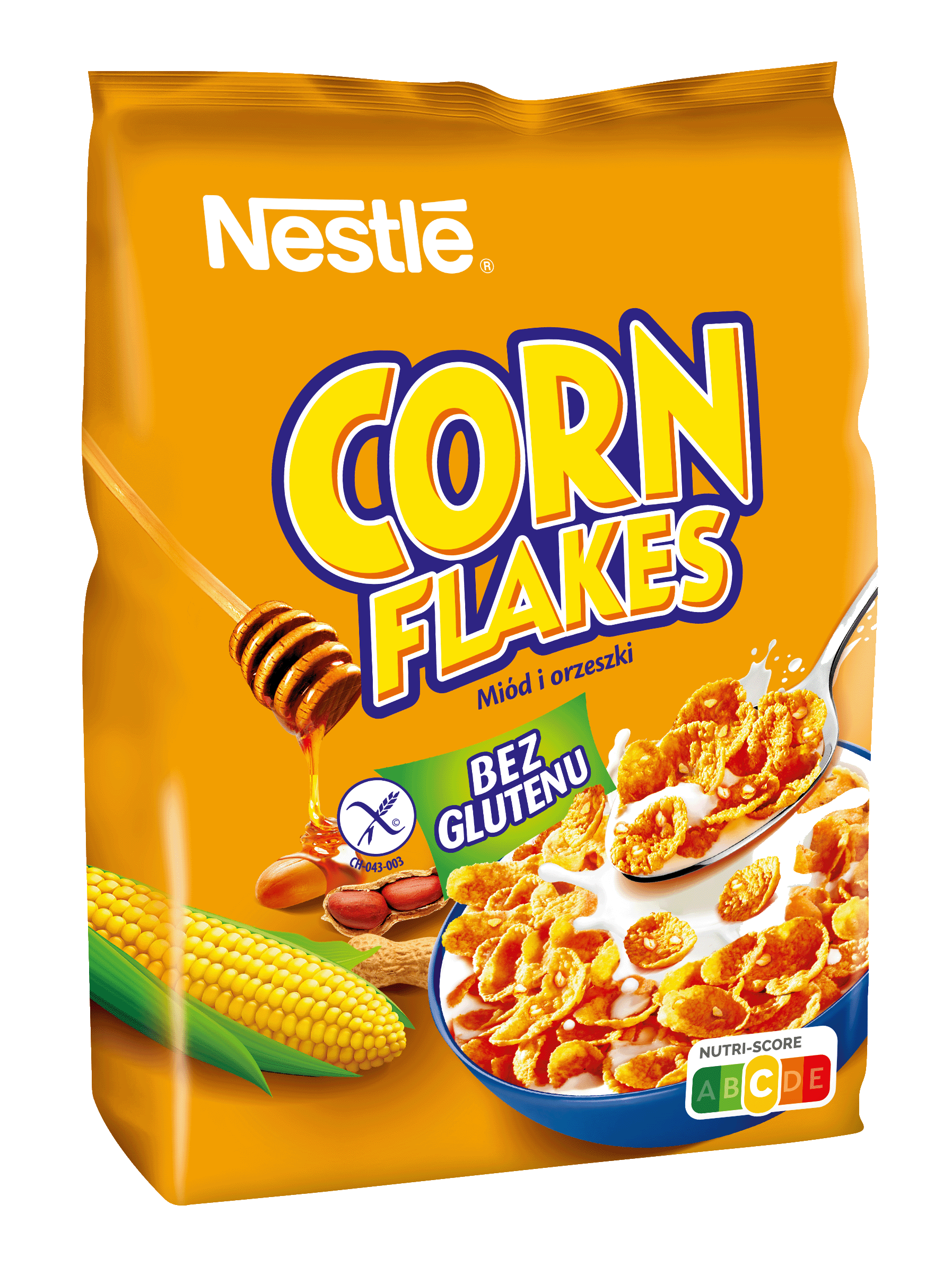 Płatki śniadaniowe kukurydziane z miodem i orzechami bezglutenowe Corn Flakes