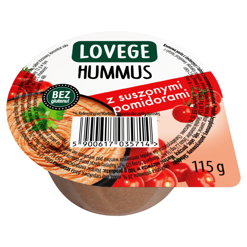 Hummus z suszonymi pomidorami bezglutenowy