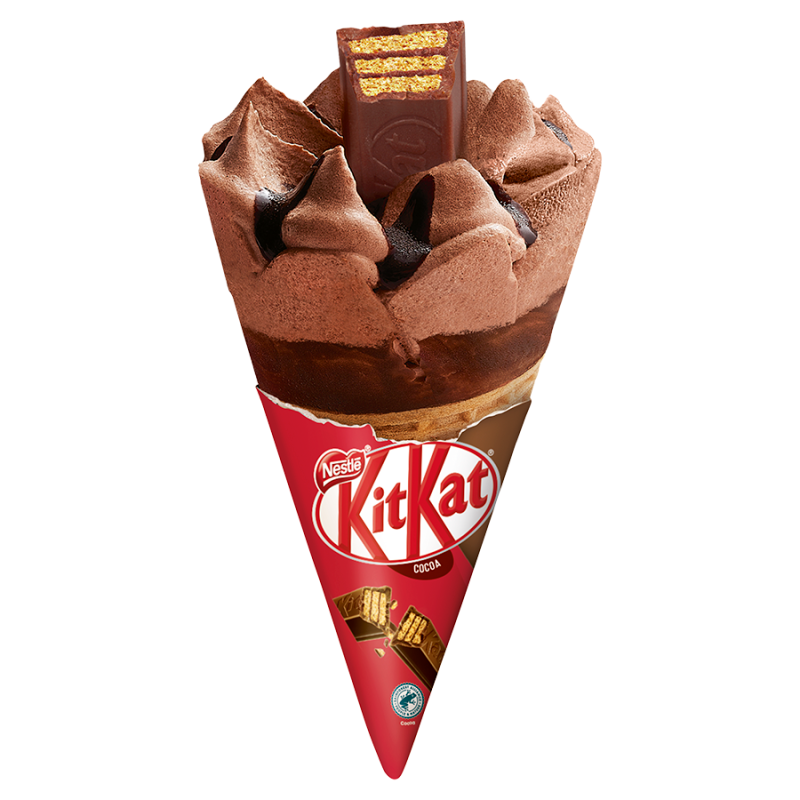 Lody kakaowe z sosem o smaku czekoladowym w rożku