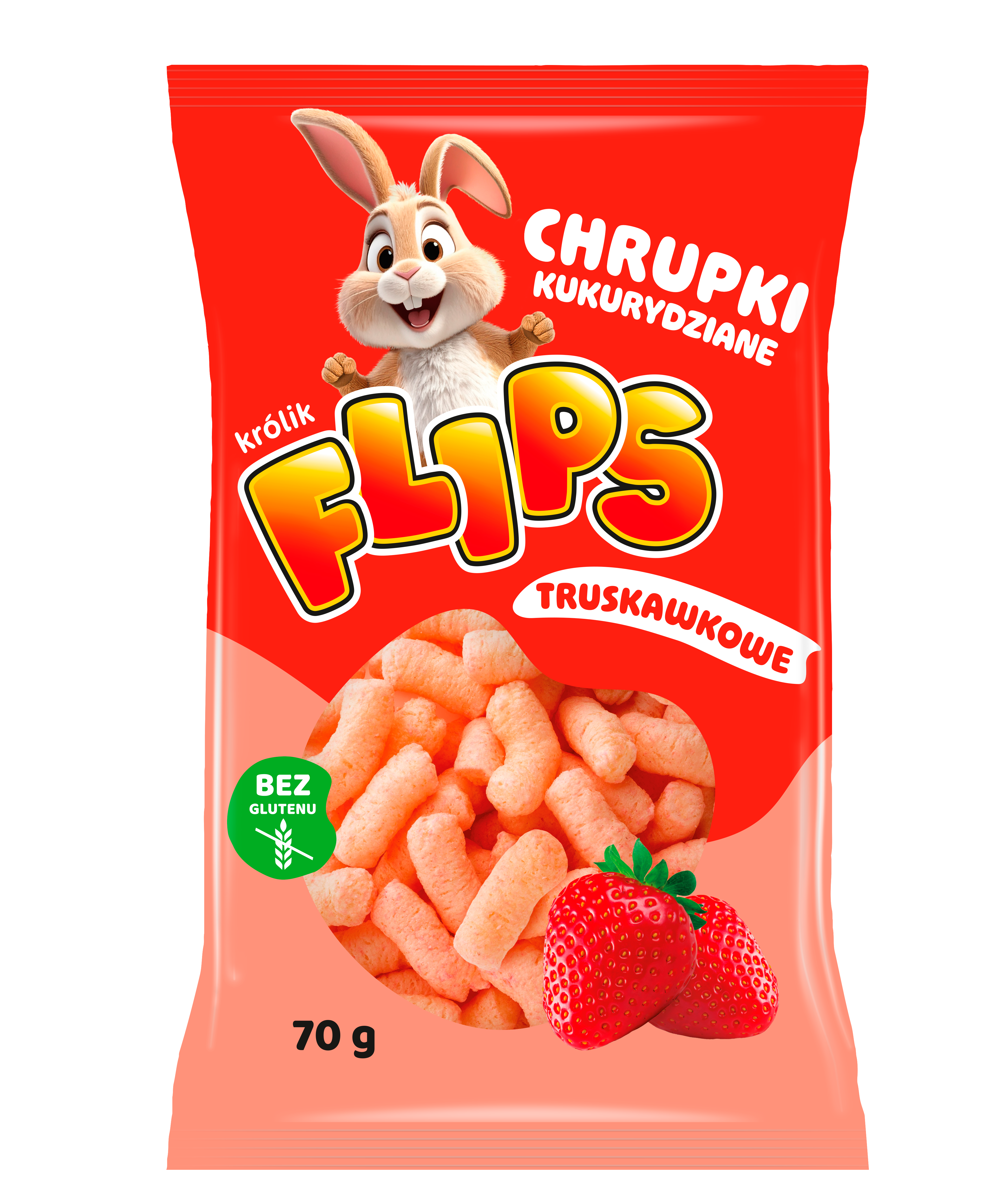 Chrupki kukurydziane o smaku truskawkowym