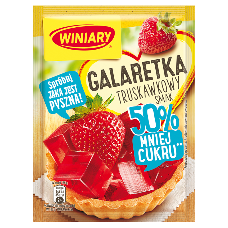 Galaretka o smaku truskawkowym (50% mniej cukru)