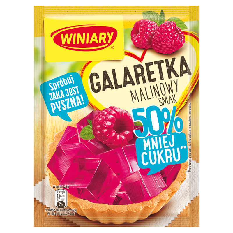 Galaretka o smaku malinowym (50% mniej cukru)