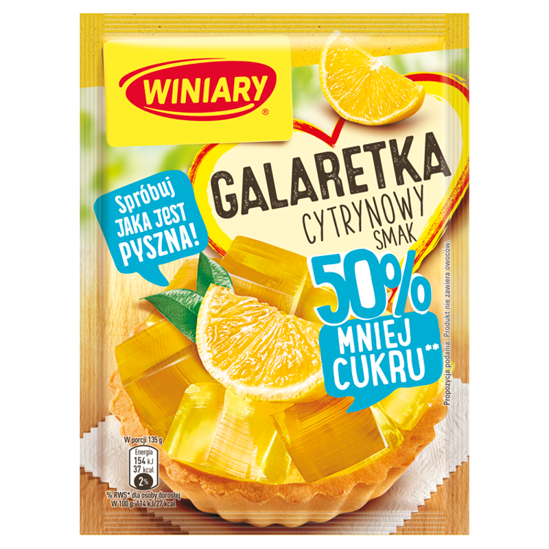 Galaretka o smaku cytrynowym (50% mniej cukru)