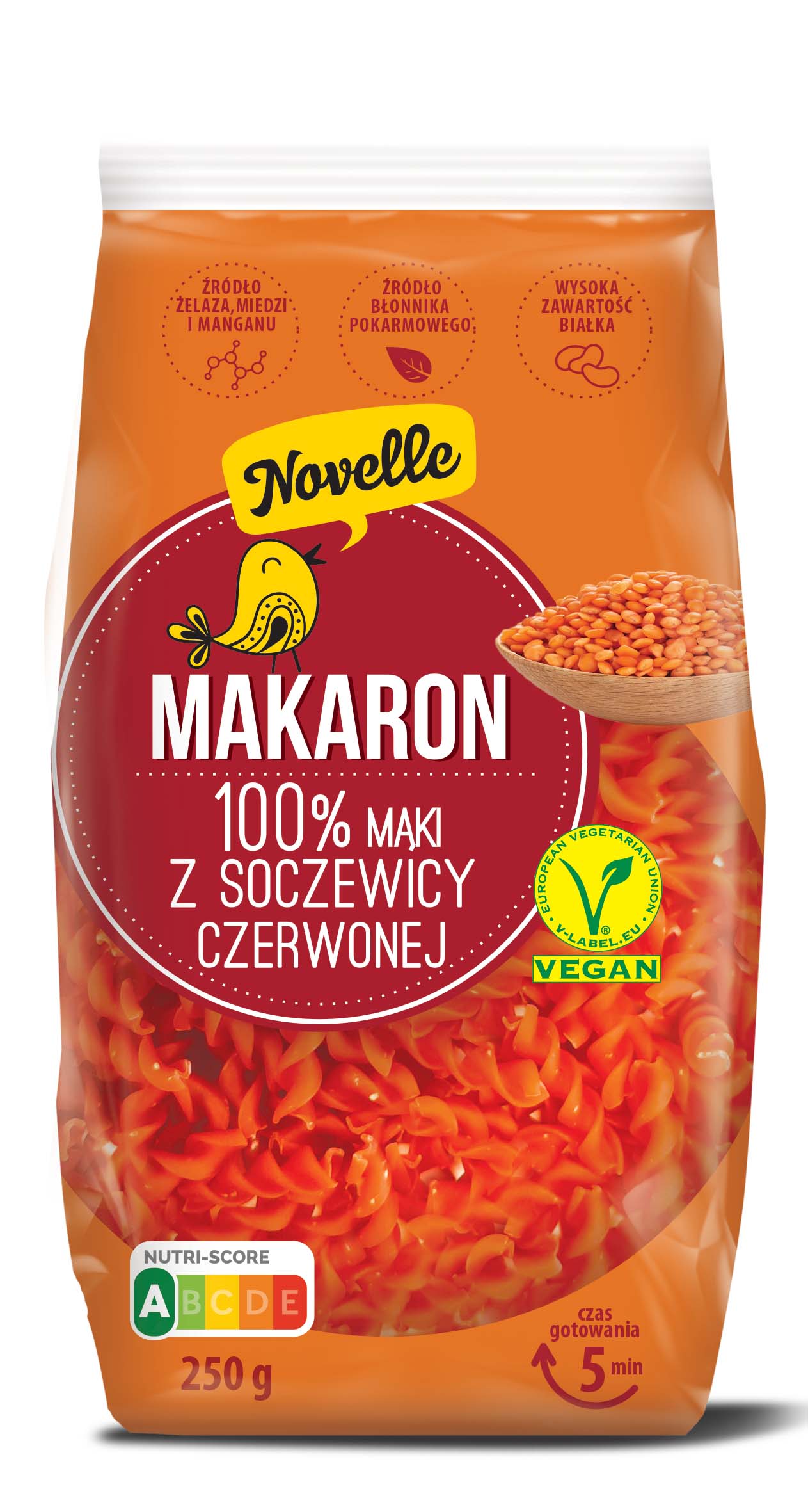 Makaron warzywny (z soczewicy czerwonej) - świderki