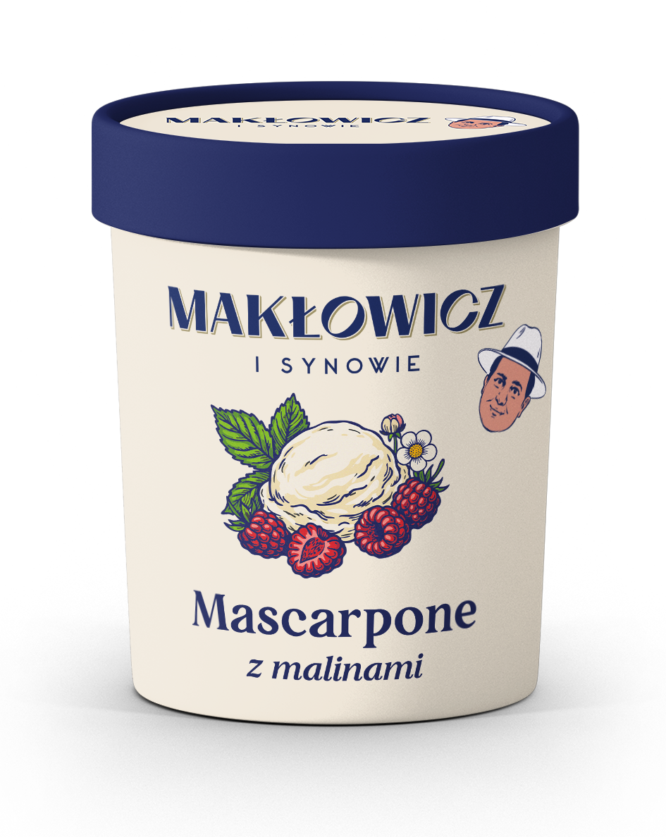 Lody mascarpone z malinami