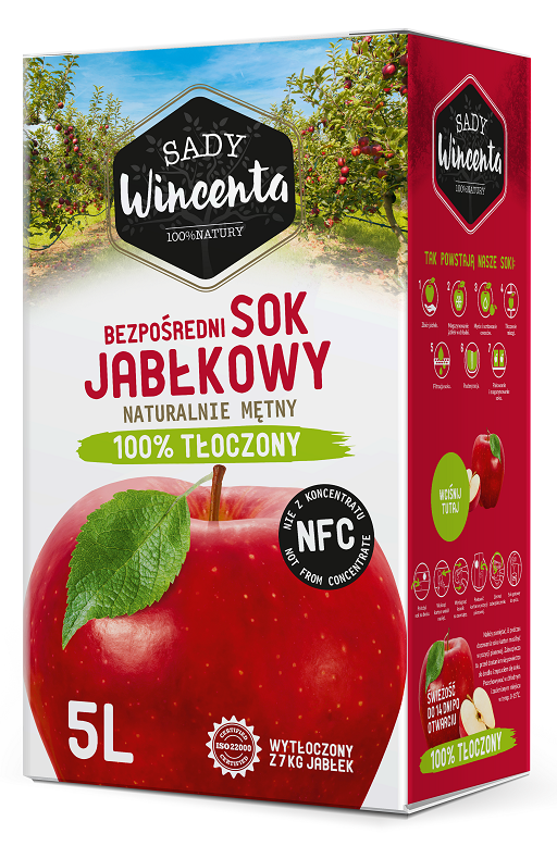 Sok jabłkowy w kartonie tłoczony