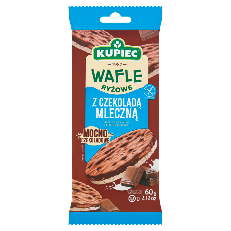 Wafle ryżowe z mleczną czekoladą (bezglutenowe)