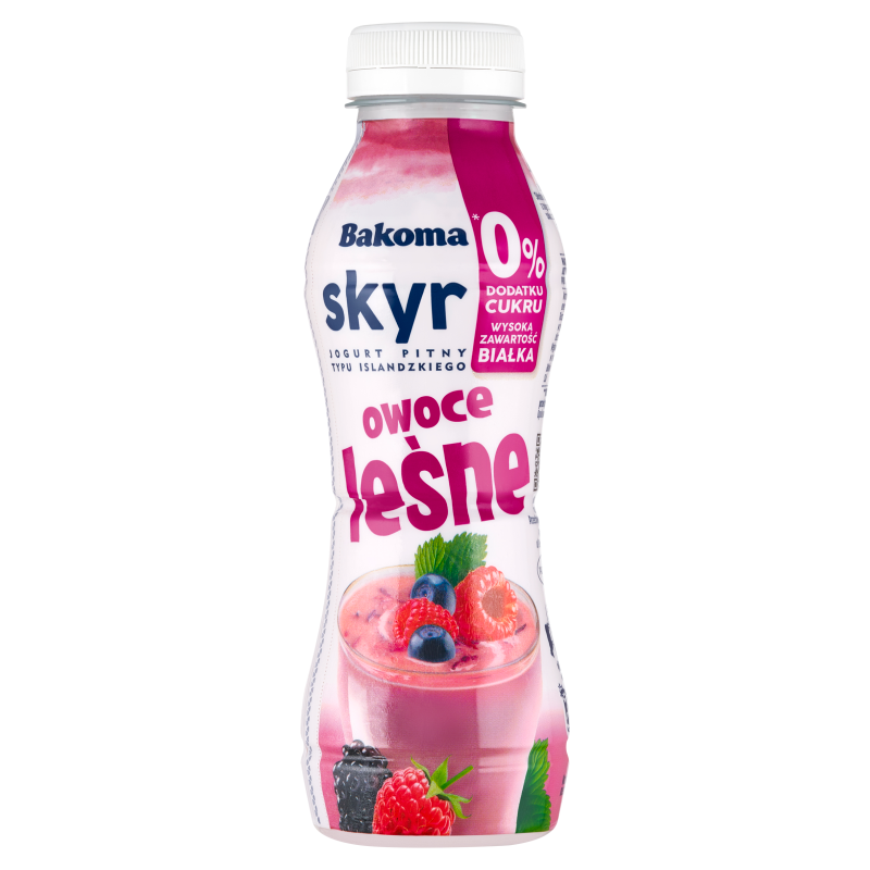 Skyr jogurt pitny typu islandzkiego o smaku owoców leśnych bez dodatku cukru