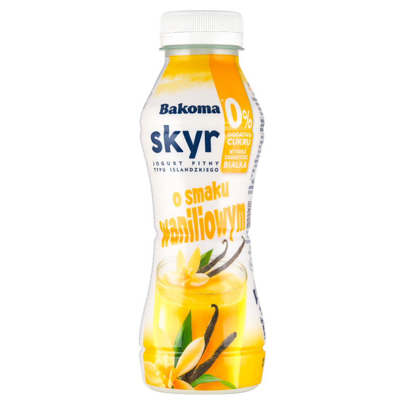 Skyr jogurt pitny typu islandzkiego o smaku waniliowym bez dodatku cukru
