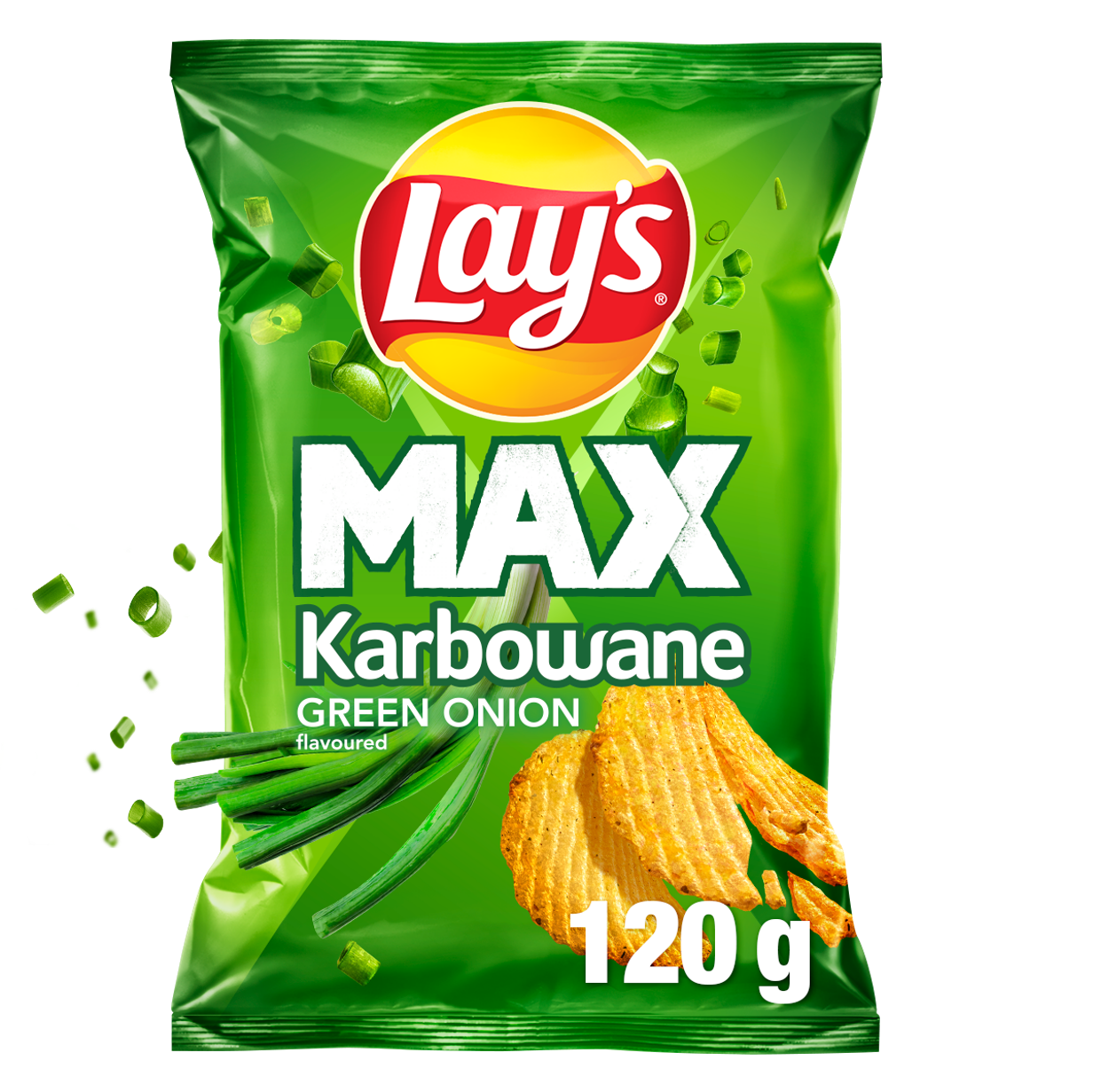 Chipsy ziemniaczane karbowane o smaku zielonej cebulki