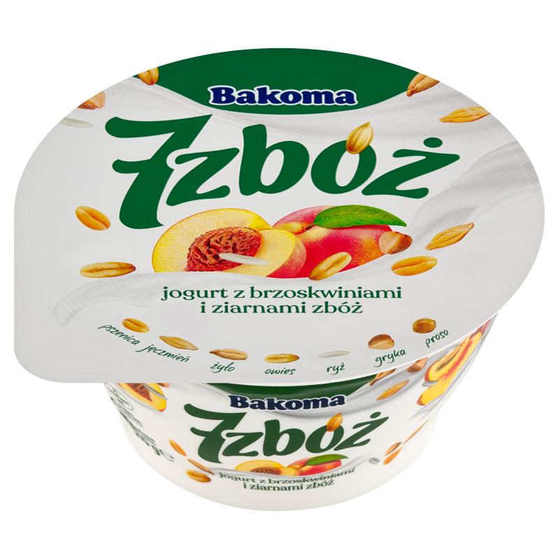 Jogurt z brzoskwiniami i ziarnami zbóż
