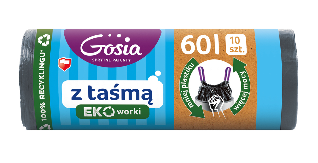 Worki na śmieci z taśmą 60l 10 szt.