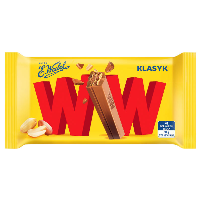 Wafelek o smaku orzechowym w mlecznej czekoladzie