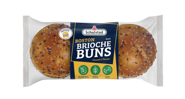 Premium BOSTON Bułki pszenne do hamburgerów z sezamem i siemieniem lnianym 4 szt.