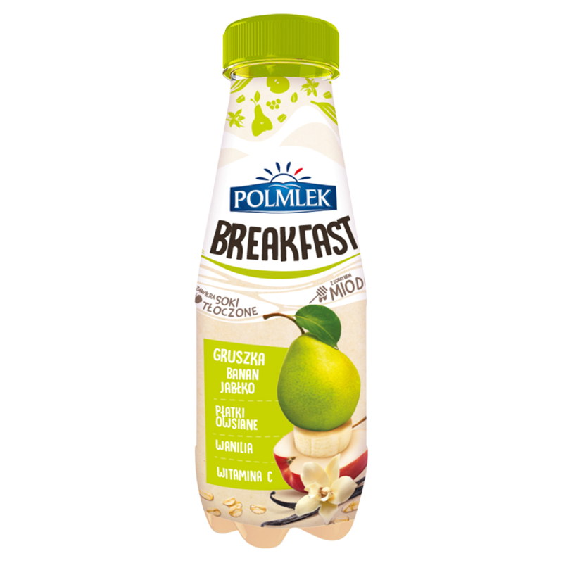 Breakfast gruszka-banan-jabłko z płatkami owsianymi miodem i wanilią