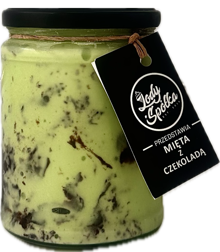 Lody o smaku mięty z czekoladą