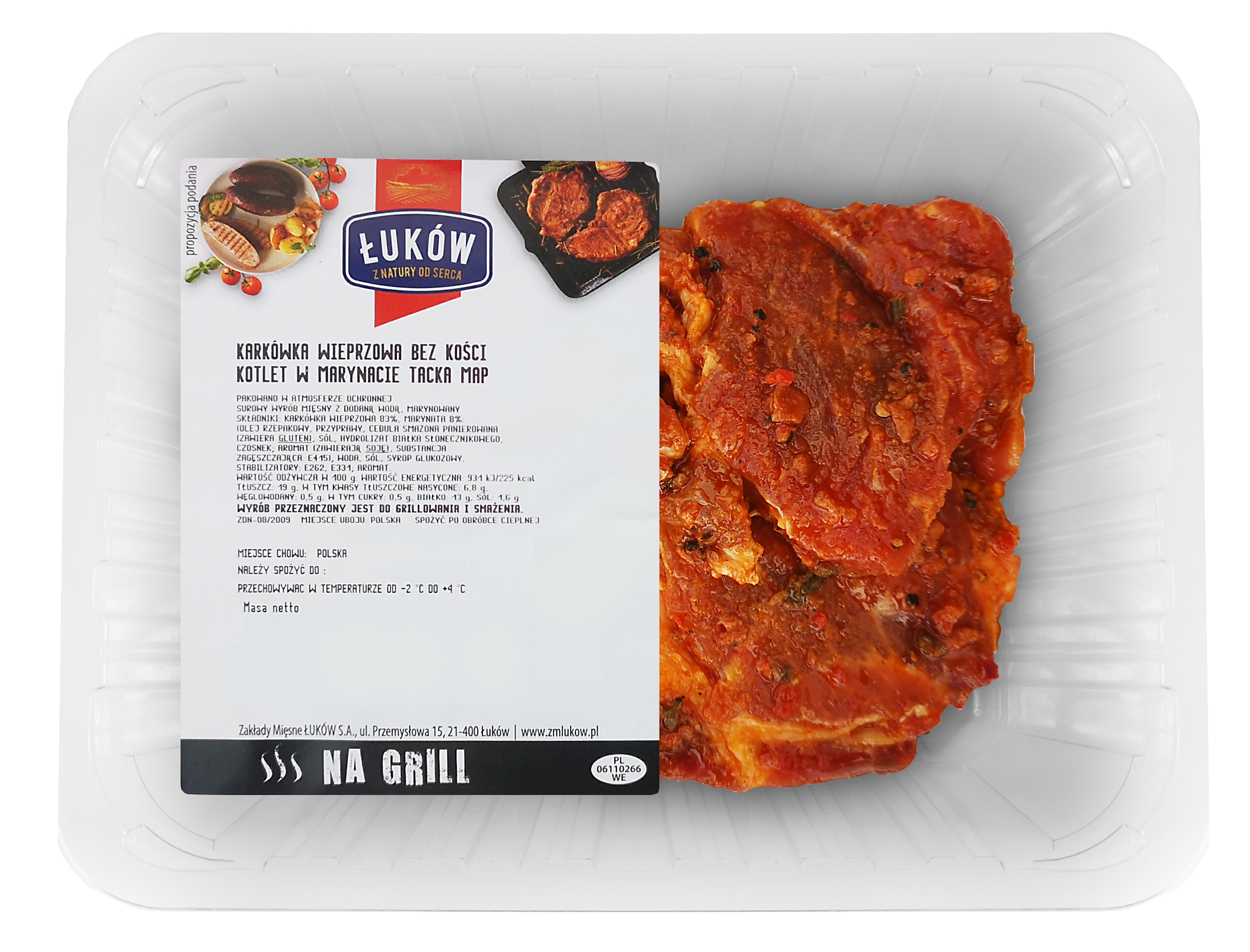 Karkówka wieprzowa bez kości marynowana plastry na grill (480g-720g)