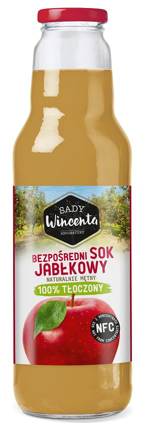 Sok jabłkowy w butelce tłoczony