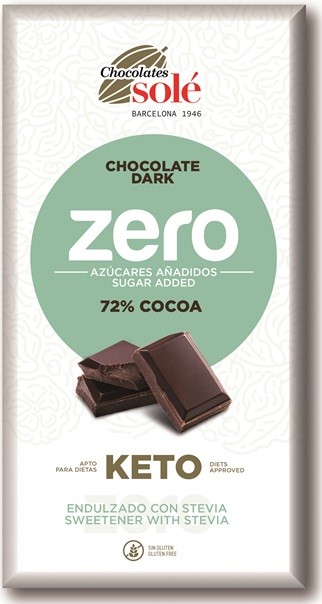 Czekolada gorzka 72% kakao bez dodatku cukru ze stewią KETO