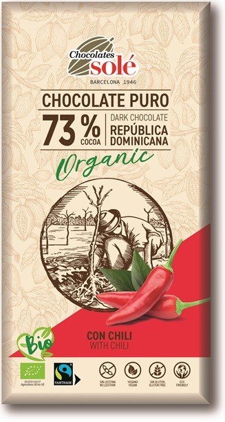 Czekolada gorzka 73% kakao z chili BIO