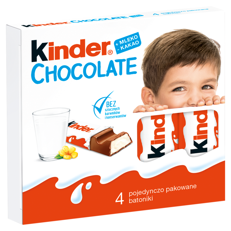 Batoniki z mlecznej czekolady z nadzieniem mlecznym 4 szt.