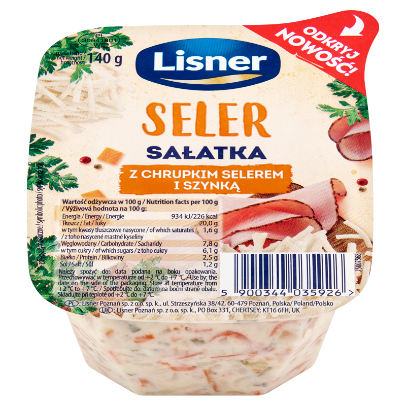 Sałatka z chrupkim selerem i szynką