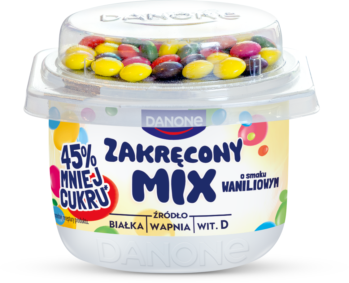 Jogurt o smaku waniliowym z drażami z czekolady mlecznej