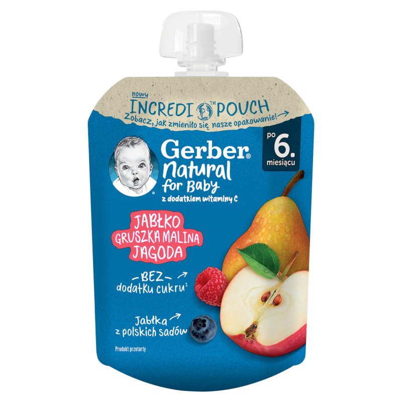 Deserek w tubce jabłko gruszka malina jagoda dla niemowląt po 6 miesiącu