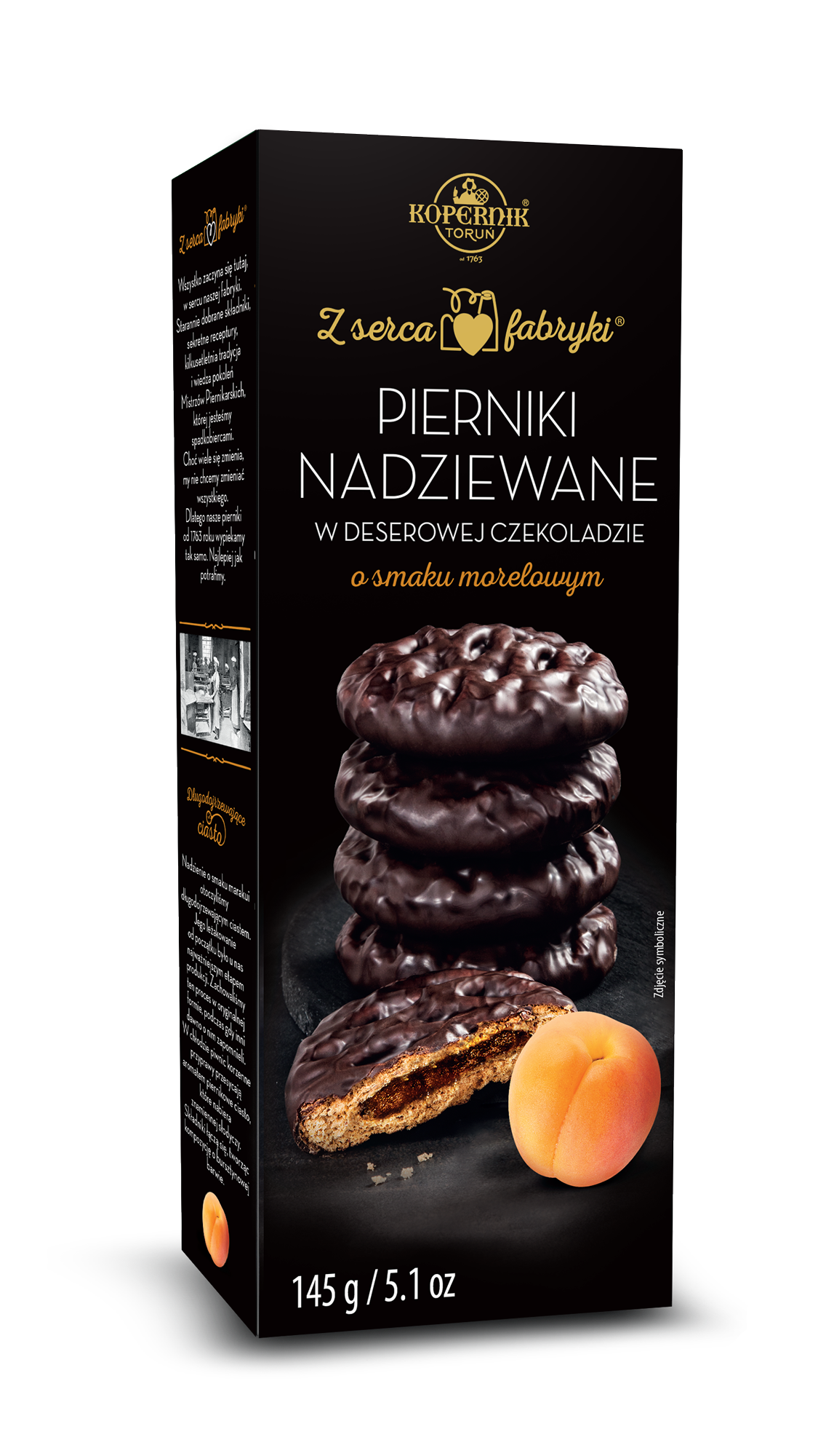 Pierniki nadziewane w deserowej czekoladzie smak morelowy