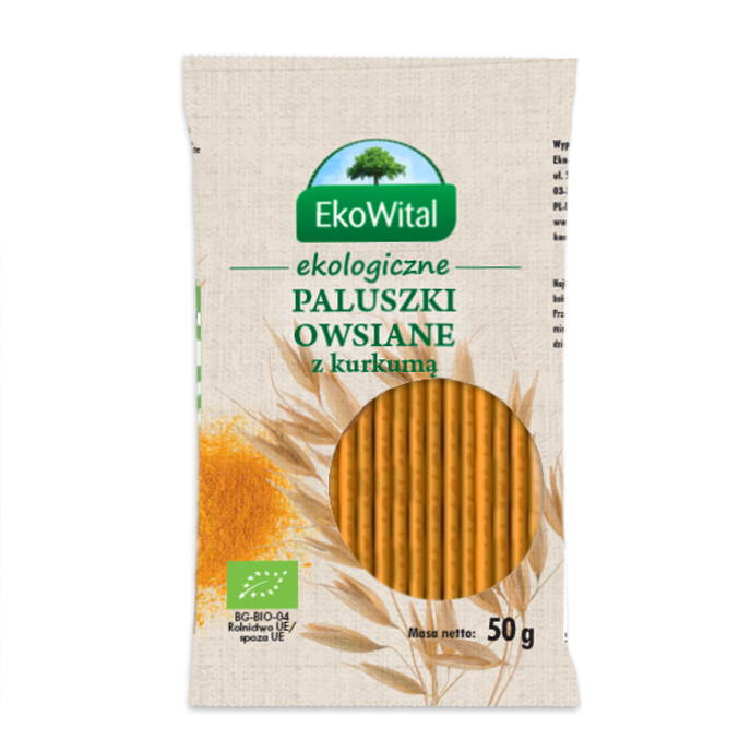 Paluszki owsiane pełnoziarniste z kurkumą BIO