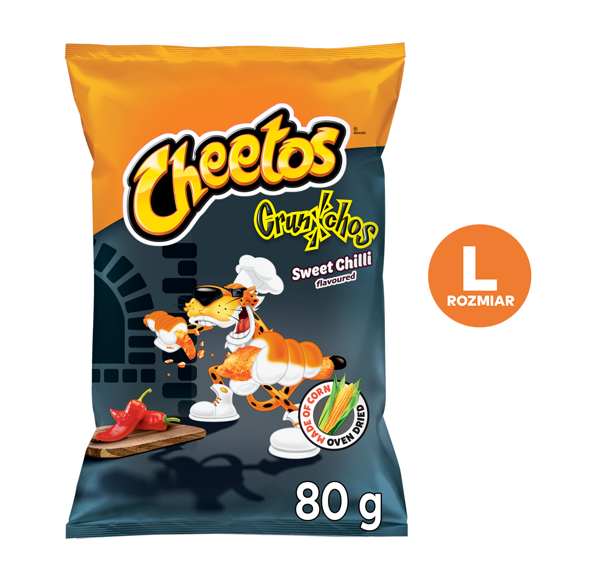 Chipsy kukurydziane o smaku słodkie chilli