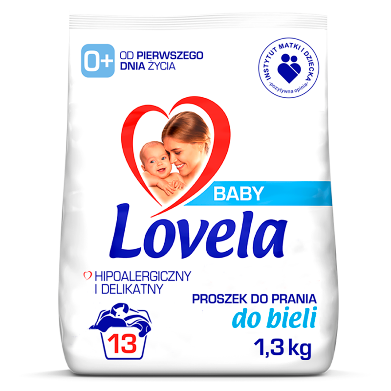Hipoalergiczny Proszek do prania niemowlęcych tkanin białych 13 prań Baby 1300g
