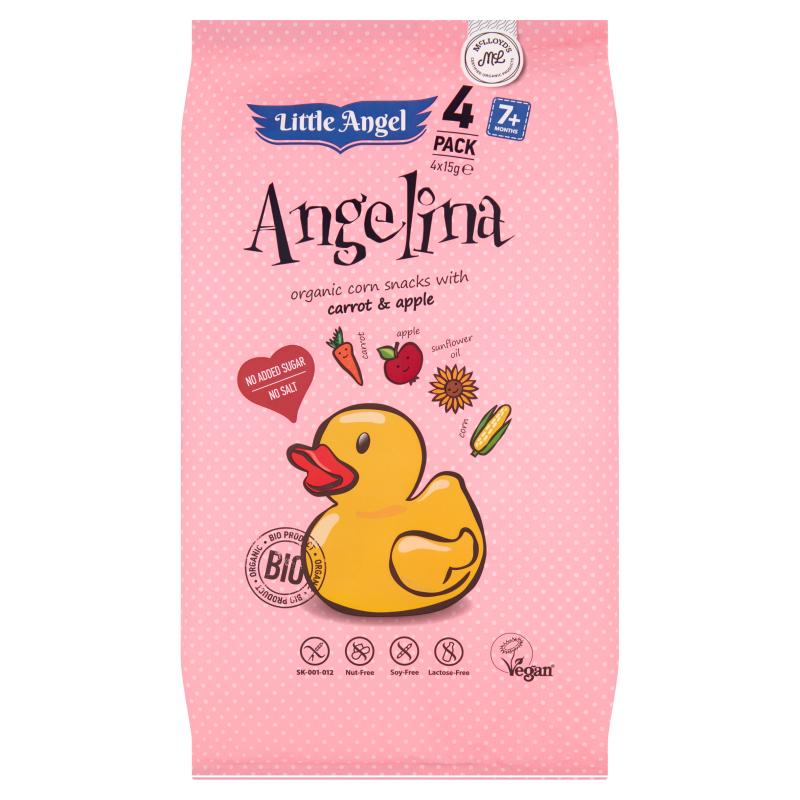 Chrupki kukurydziane- marchew i jabłko- od 7 miesiąca bezglutenowe BIO 4x15g