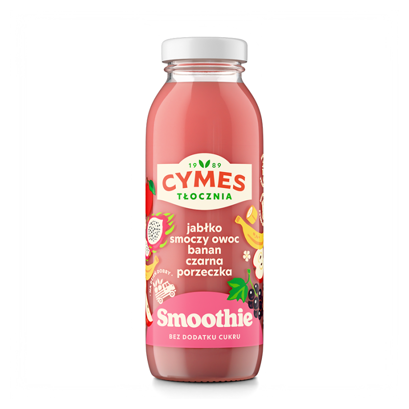 Smoothie banan jabłko smoczy owoc czarna porzeczka