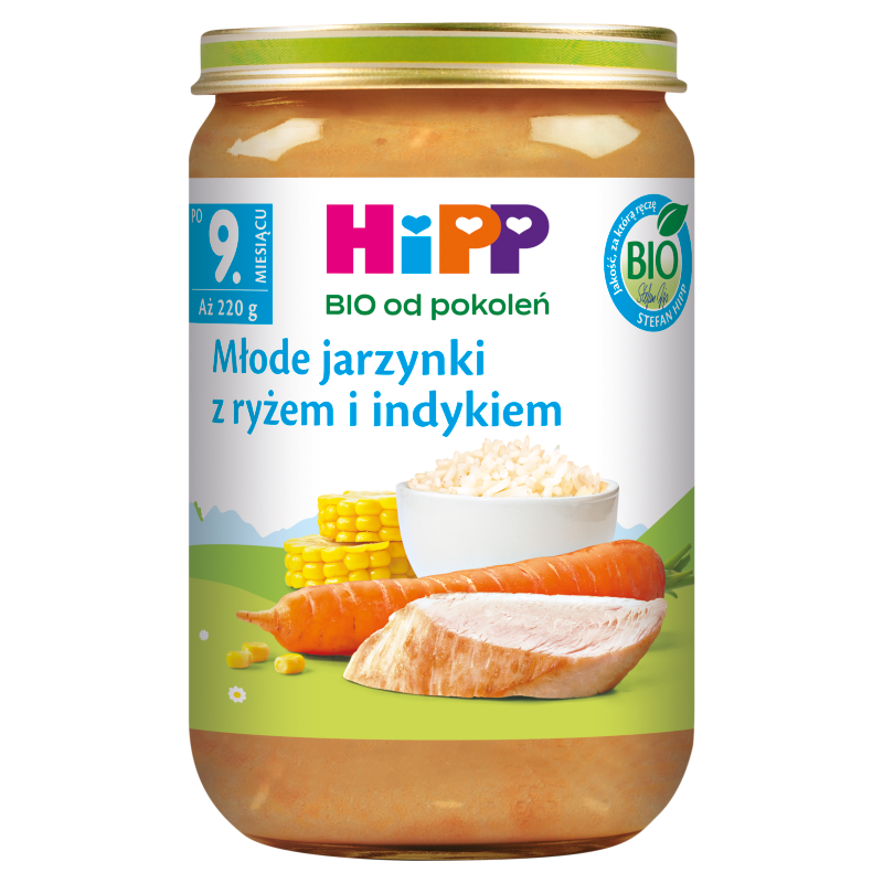 Młode jarzynki z ryżem i indykiem po 9 miesiącu