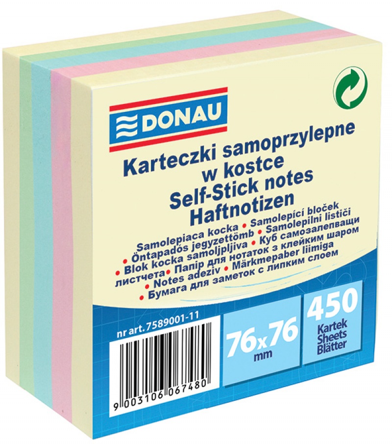 Karteczki samoprzylepne 76x76mm 450 kartek, mix kolorów