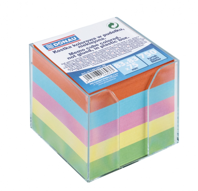 Karteczki w pudełku 83x83x75mm 750 kartek, mix kolorów